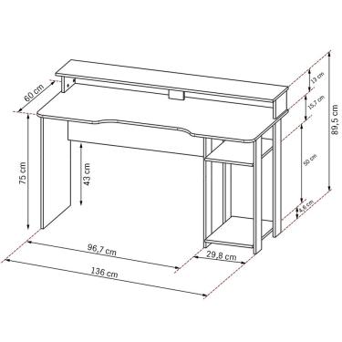 Imagem de Mesa para Escritório Home Office Gamer ME4153 MDP Preto/Azul - Gran Belo