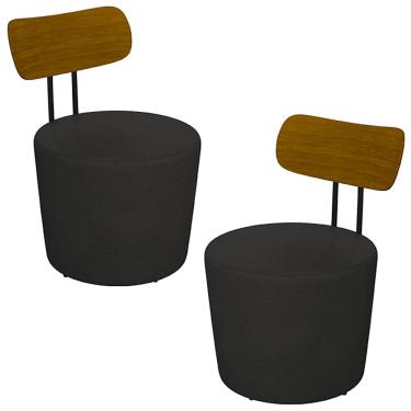 Imagem de Kit 2 Poltronas Decorativas Addams PU Preto - Gran Belo