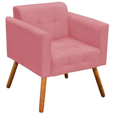 Imagem de Poltrona Decorativa Pés Palito Karen Suede Rosê - Gran Belo