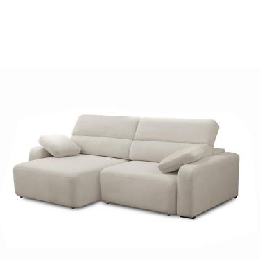 Imagem de Sofá Decorativo Sala de Estar Ícaro 3 Lugares 240cm Reclinável e Retrátil Bouclê Off White