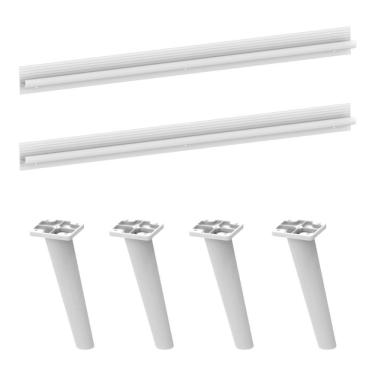 Imagem de Kit 2 Puxadores Com 4 Pés Palito Retrô Para Paneleiro 62cm Veneza Multimóveis Mp2310 Branco Branco