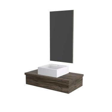 Imagem de Conjunto Bancada C-cuba Q39 E Espelheira Metrópole 801 Carvalho Carvalho Dark