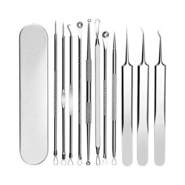 Imagem de Kit De Remoção De Cravos E Espinhas 11 Peças Extrator De Acne Pinça Re