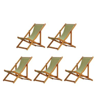 Imagem de Kit 5 Cadeira Espreguiçadeira Dobrável Mel Sb-verde