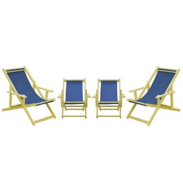 Imagem de Kit 4 Espreguiçadeiras 2 Adulto E 2 Infantil-azul