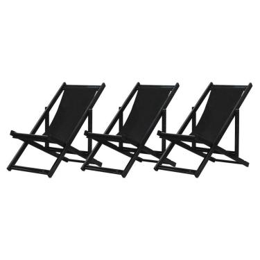 Imagem de Kit 3 Espreguiçadeiras Dobrável Black Sb-preto