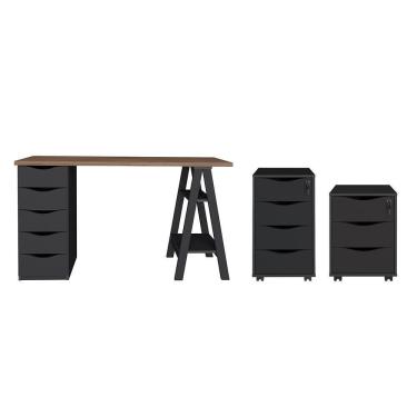 Imagem de Conjunto Escritório Completo Solingen Nogal Preto