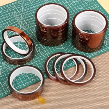 Imagem de DJAPWPX Poliimida resistente ao calor de alta temperatura com adesivo de silicone, 1/8 1/4 2/5 1/2 25/32 2.5 cm, filme para mascarar eletrônicos de solda (18 peças)