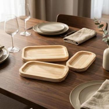 Imagem de Kit Petisqueira Madeira Tábua de Servir Frios e Frutas Luxo - CARMISIN