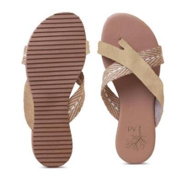 Imagem de Rasteirinha Trançada Tiras Cruzadas Palha Feminina Slide Tropicaos-Feminino