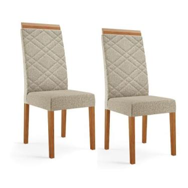 Imagem de Conjunto 2 Cadeiras Estofadas Atlas Madetal, Mel Tec 057/Bege