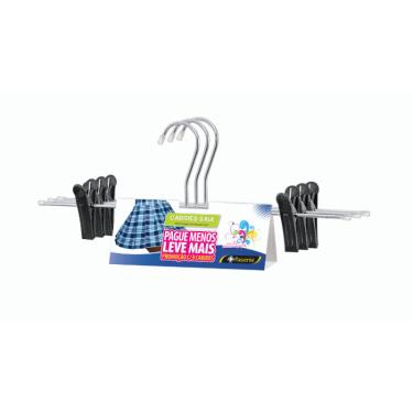 Imagem de Cabide de Saia e Shorts Cromado Organização Roupa Armario - Kit com 3 unidades