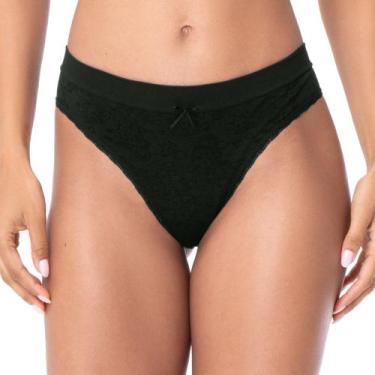 Imagem de Calcinha Biquíni Jacquard sem Costura Bruma Floral Preto - Zee Rucci, 