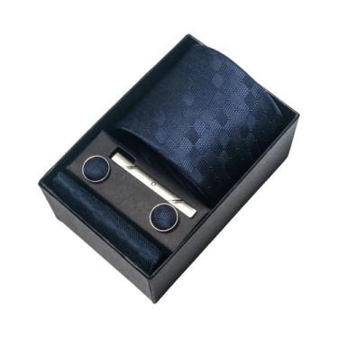 Imagem de Conjunto De Abotoaduras E Gravata Borboleta Marrom Paisley 8 Cm Com Le