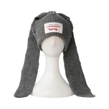 Imagem de Gorro Feminino De Inverno Com Orelhas De Raposa Longas, Crochê Tricota