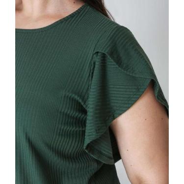 Imagem de Blusa Plus Size Feminina Canelada Marisa Verde-70026, Verde, G4