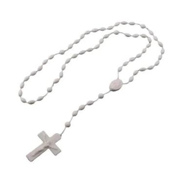 Imagem de 12/120 peças rosário de plástico contas cruz com colar de jesus catoli