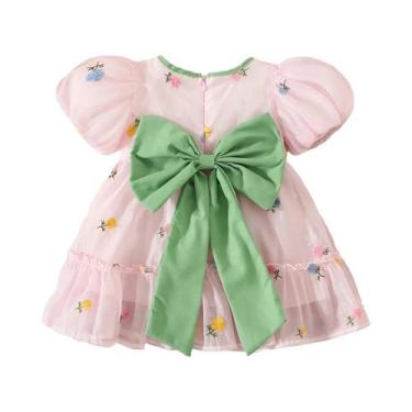 Imagem de Vestido De Aniversário De Verão Para Menina Com Bordado De Flores Em C