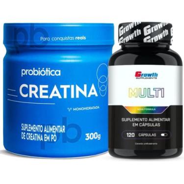 Imagem de Multivitaminico 120 Caps Growth + Creatina 300g Probiotica