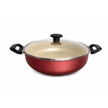 Imagem de Wok 28 Frigideira Grande Paella Caçarola Teflon Antiaderente Cor Preto