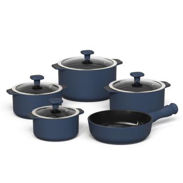 Imagem de Jogo de Panelas de Cerâmica Slim 5 Peças Azul Indigo Ceraflame