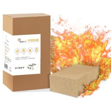 Imagem de GIRtech Forge-1 Material refratário de grau industrial de alta densidade, pacote com um, para forjas, forjas, fogões de madeira ou carvão, fornos, tijolo de fogo resistente 3180 F