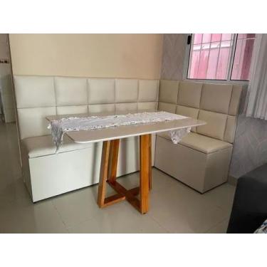 Imagem de Conjunto Canto Alemão com Baú e Encosto Quadrado Suede 1,20x1,50mt - G