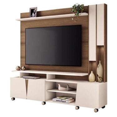 Imagem de Estante Home Theater Virtus Castanho Off White - Hb Móveis