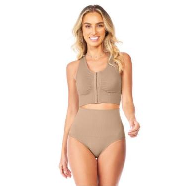 Imagem de Calcinha Modeladora Tanga Alta Microfibra Zee Rucci, Bege, GG