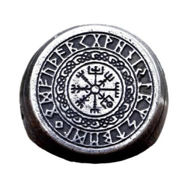 Imagem de Anel Vintage De Aço Inoxidável Com Bússola Viking E Runas De Odin Para