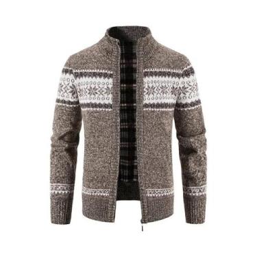 Imagem de Cardigã Masculino De Inverno Em Fleece, Suéter De Malha Natalino, Casa