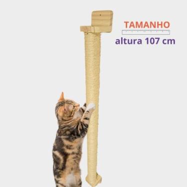 Imagem de Arranhador Parede (107 cm) Gatos Vertical Sisal Poste Brinquedo Pet Pa