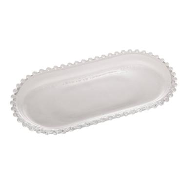 Imagem de Travessa de Cristal Oval Pearl Bolinha Transparente 30x15cm Wolff