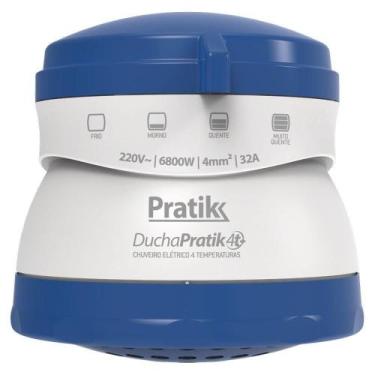 Imagem de Chuveiro Ducha Pratik 4t+ 4 Temperaturas, 5500W, Branco/Azul, 220V