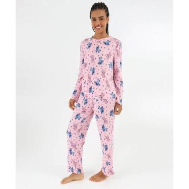 Imagem de Pijama Feminino Estampa Stitch e Angel Rosa-50337 - DISNEY, Rosa, P