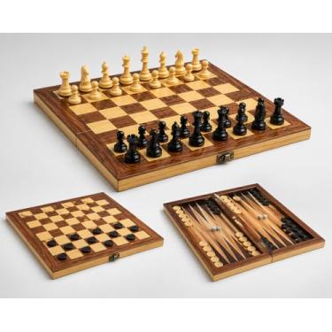 Imagem de Jogo Xadrez 3x1 Magnético Clássico Profissional Grande Luxo 39x39 Tabuleiro 100% Madeira Reflorestada Acabamento em Verniz Peças em Alto Acabamento em Resina Aesthetic