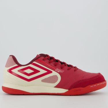 Imagem de Chuteira Umbro Pro 5 Bump Club Futsal Branca e Vermelha, 37