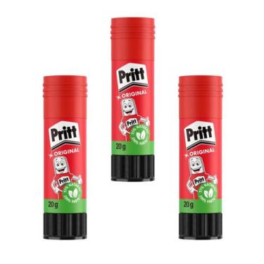 Imagem de Cola Bastão Escolar Escritório 3 Unidades Branca 20g PRITT