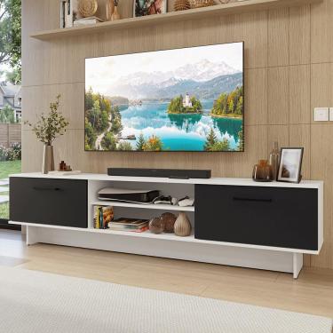 Imagem de Rack para TV até 80 Polegadas 218 cm 2 Portas Branco/Preto Agata Madesa