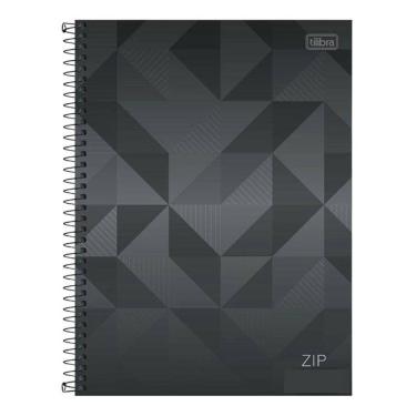 Imagem de Caderno Espiral Universitário Zip Geométrico 10 Matérias Cinza - Tilibra