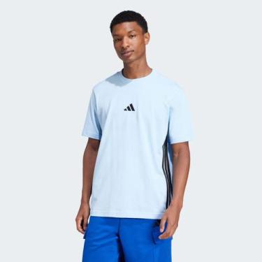 Imagem de Camiseta Adidas 3 Stripes Azul e Preta, GG