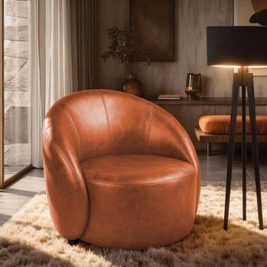 Imagem de Poltrona Decorativa Orgânica Lua Sintético PU D03 - D Rossi, Nozes