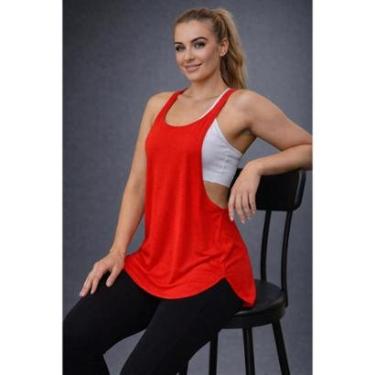 Imagem de Regata Fitness Feminina Alongada Costas Abertas Em Y Academia Treino-Feminino