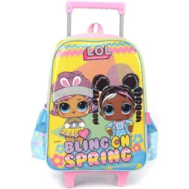 Imagem de Mochila De Carrinho Lol Bling On Spring Azul Rosa E Amarelo - Luxcel