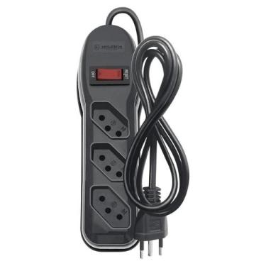Imagem de Filtro de Linha 3 Tomadas Bivolt Megatron Preto Proteção Eletrônicos R