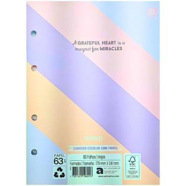 Imagem de Bloco de Folhas Decoradas Refil Pautado Caderno Argolado Cristales 80 