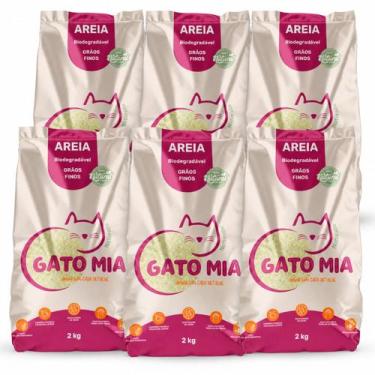 Imagem de Kit Areia Higienica Biodegradavel Gato Mia 2kg Graos Finos -, 6un