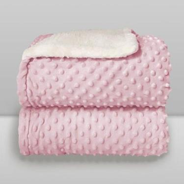 Imagem de Cobertor Bebe Plush Sherpa Dots - LAÇO BEBE, Rosa