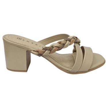 Imagem de Tamanco Feminino Ramarim 24-31201 Salto Bloco Alto , Almond, 36