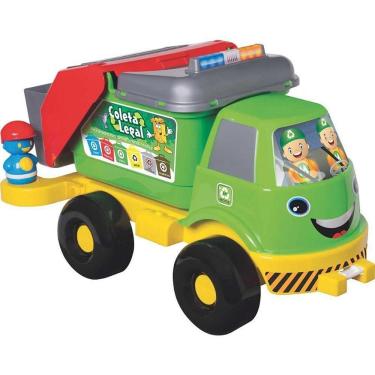 Imagem de Caminhão de Brinquedo Coleta Seletiva Grande com Som e 4 Toques de Sirene Mercotoys